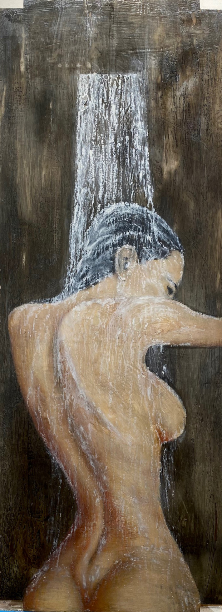 Bild mit einer Frau unter der Dusche Alena Omovych Plastic Sugery Influencer Insta Model Body Transformation