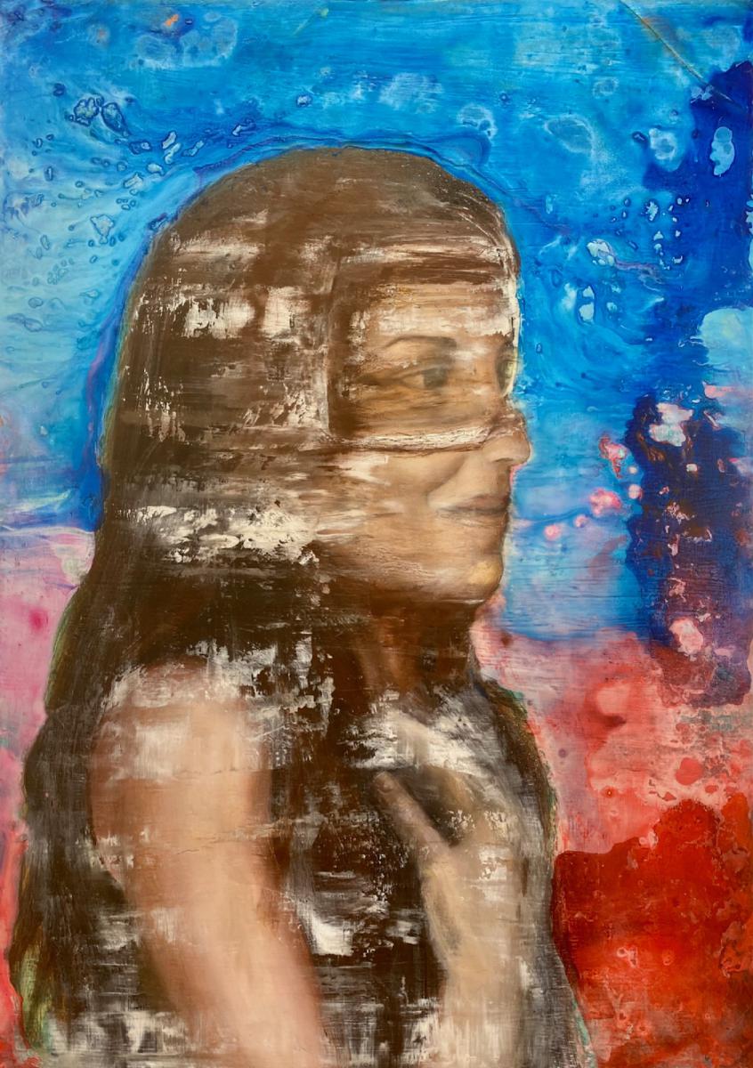 Bildnis einer Frau mit Brille. 